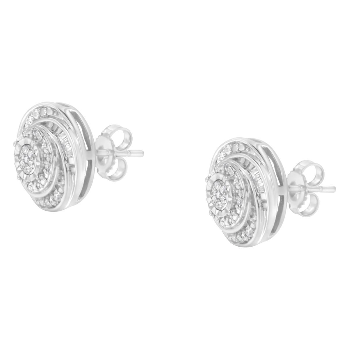 Haus Of Brilliance Silver 1/4ctw. Diamond Swirl Stud Earrings