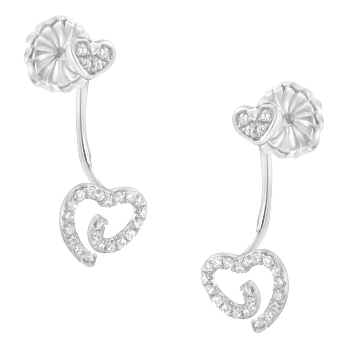 Haus Of Brilliance Sterling Silver 1/4ctw. Diamond Heart Earrings