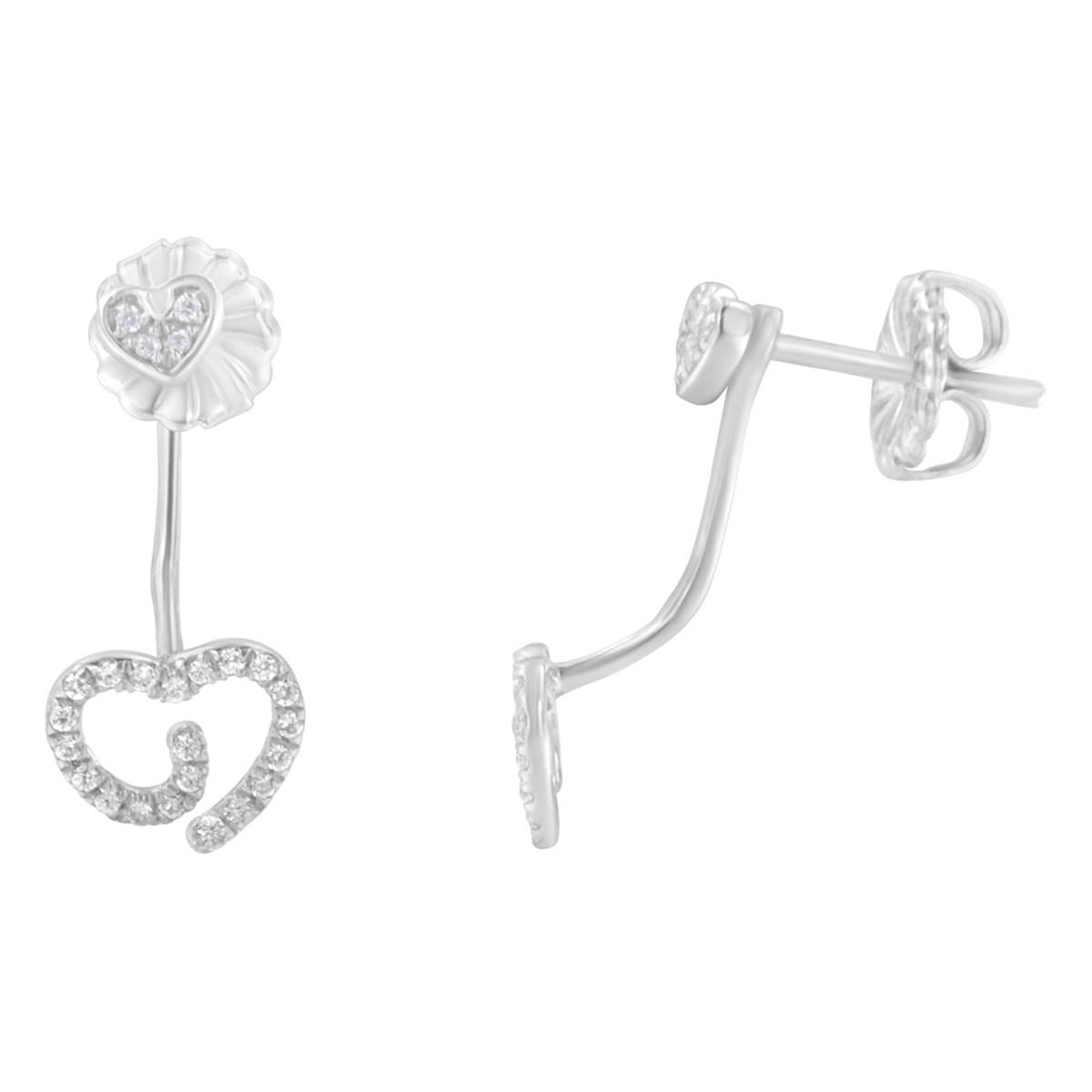 Haus Of Brilliance Sterling Silver 1/4ctw. Diamond Heart Earrings