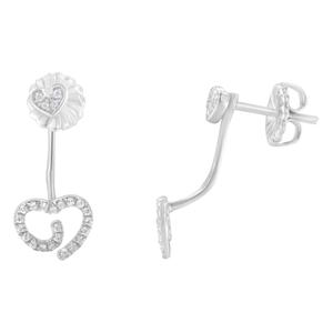 Haus of Brilliance Sterling Silver 1/4ctw. Diamond Heart Earrings alternate view
