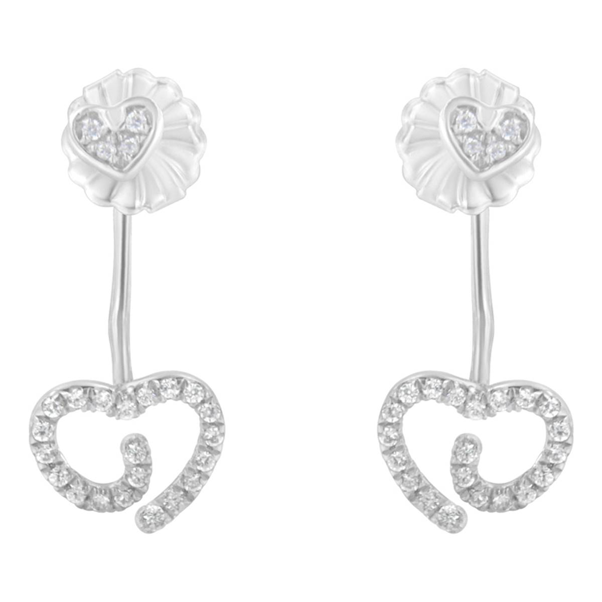 Haus Of Brilliance Sterling Silver 1/4ctw. Diamond Heart Earrings