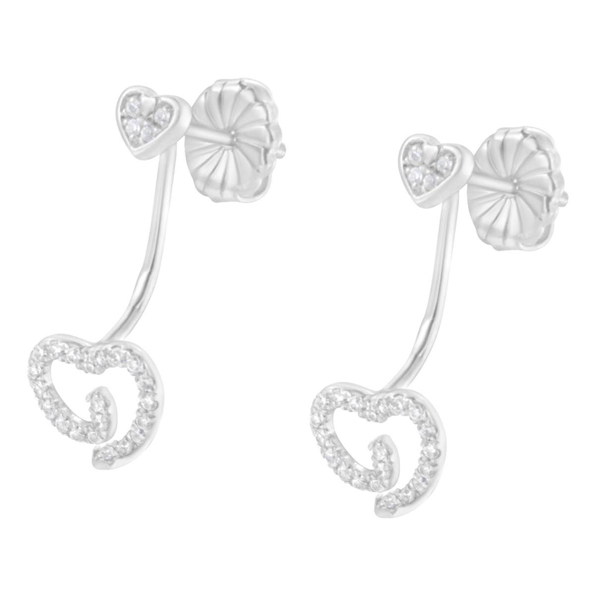 Haus Of Brilliance Sterling Silver 1/4ctw. Diamond Heart Earrings