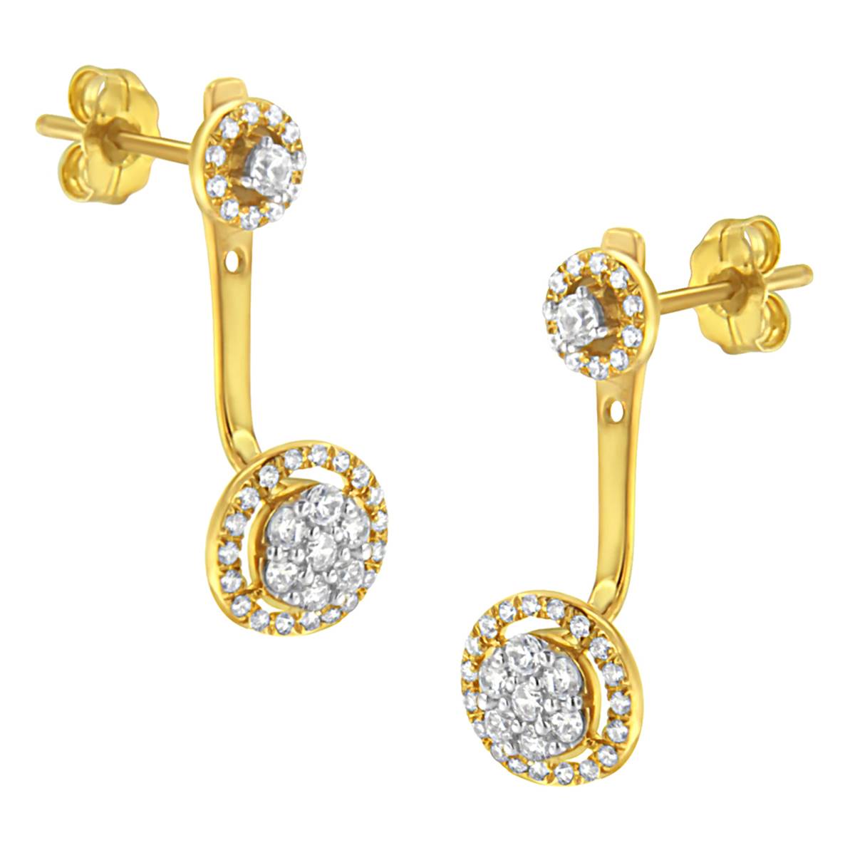 Haus Of Brilliance 14kt. Gold Plated Diamond Dangle Earrings