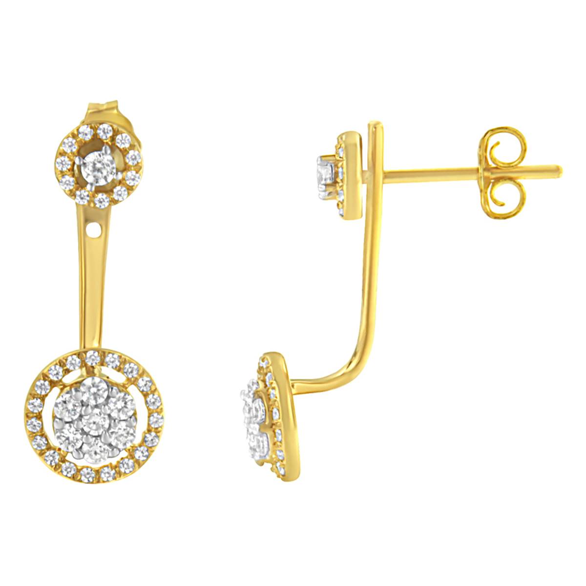 Haus Of Brilliance 14kt. Gold Plated Diamond Dangle Earrings