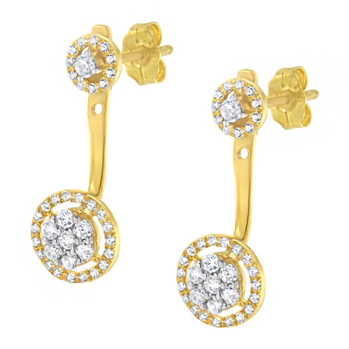 Haus Of Brilliance 14kt. Gold Plated Diamond Dangle Earrings