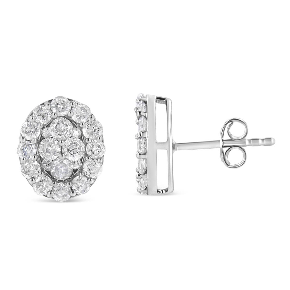 Haus Of Brilliance Sterling Silver Diamond Oval Stud Earrings