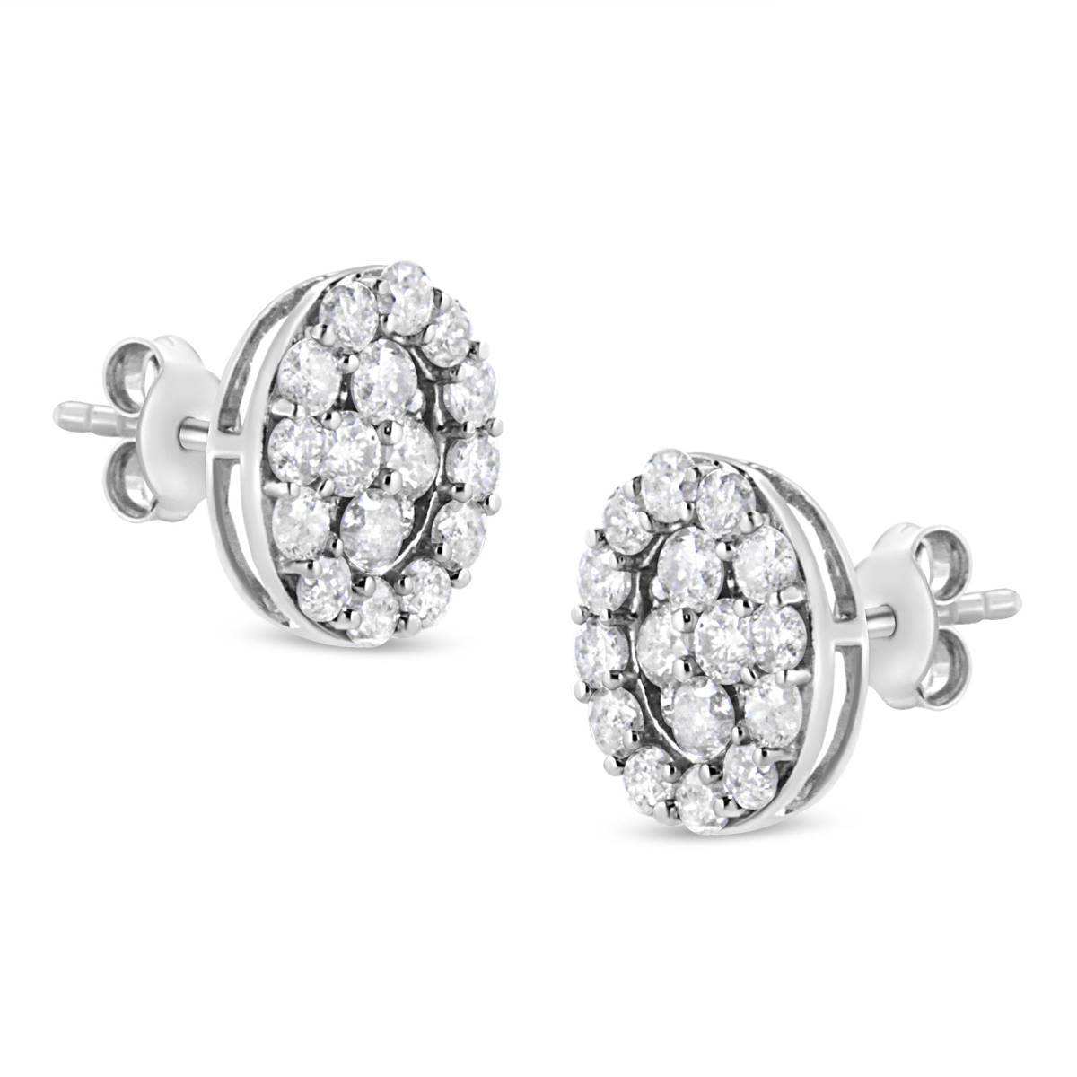 Haus Of Brilliance Sterling Silver Diamond Oval Stud Earrings