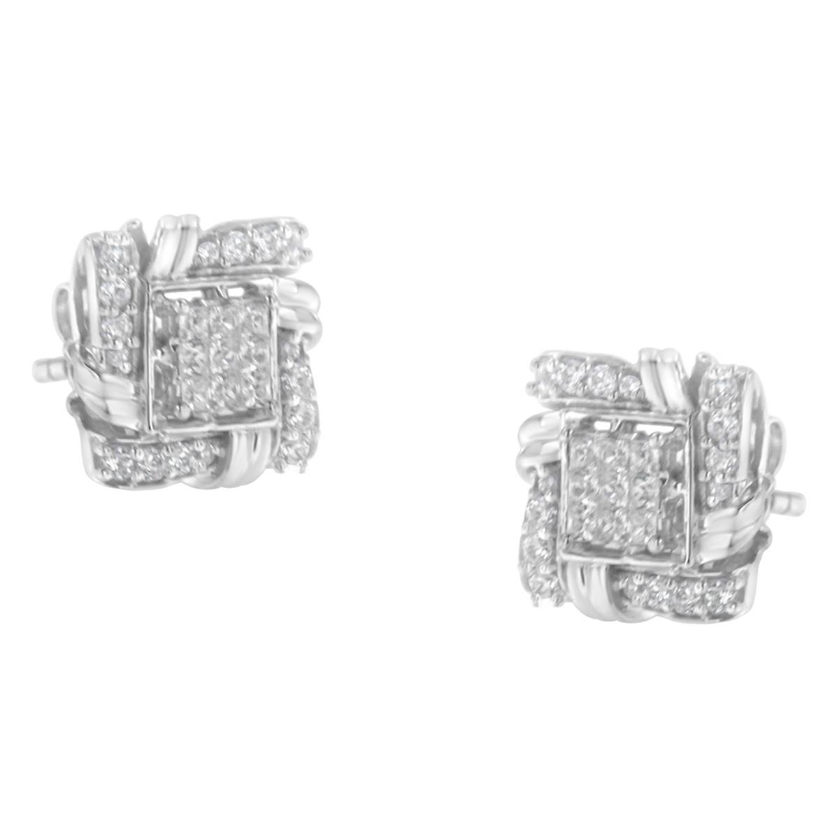 Haus Of Brilliance Sterling Silver 1/2ctw. Diamond Stud Earrings