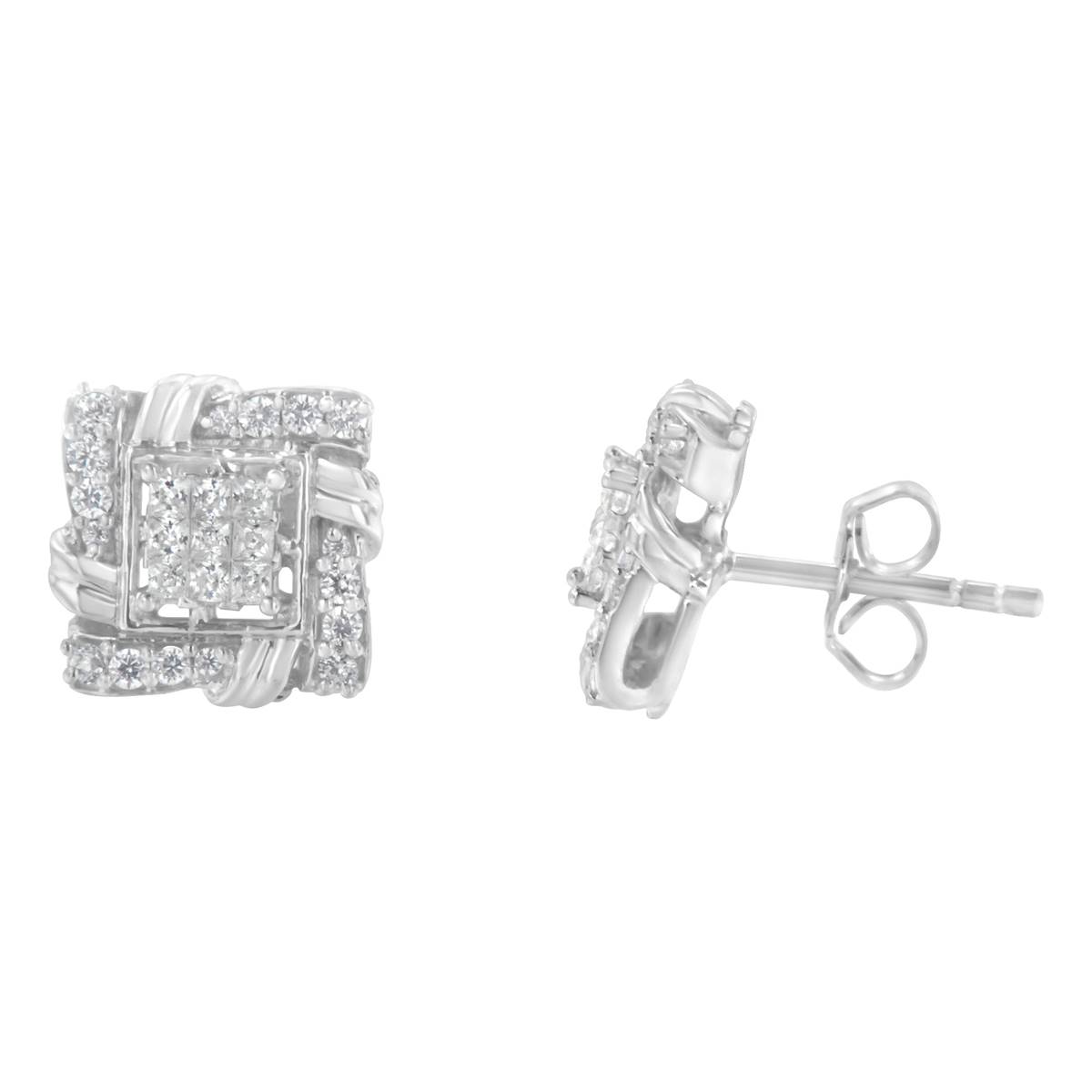 Haus Of Brilliance Sterling Silver 1/2ctw. Diamond Stud Earrings