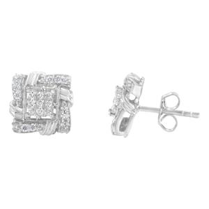 Haus of Brilliance Sterling Silver 1/2ctw. Diamond Stud Earrings alternate view