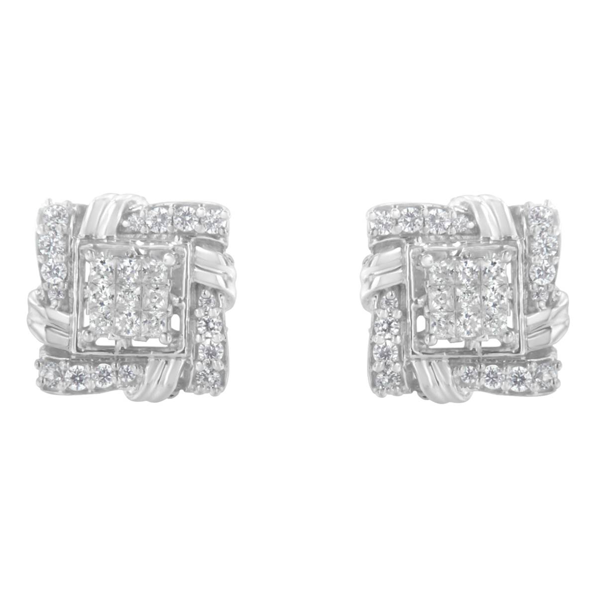 Haus Of Brilliance Sterling Silver 1/2ctw. Diamond Stud Earrings