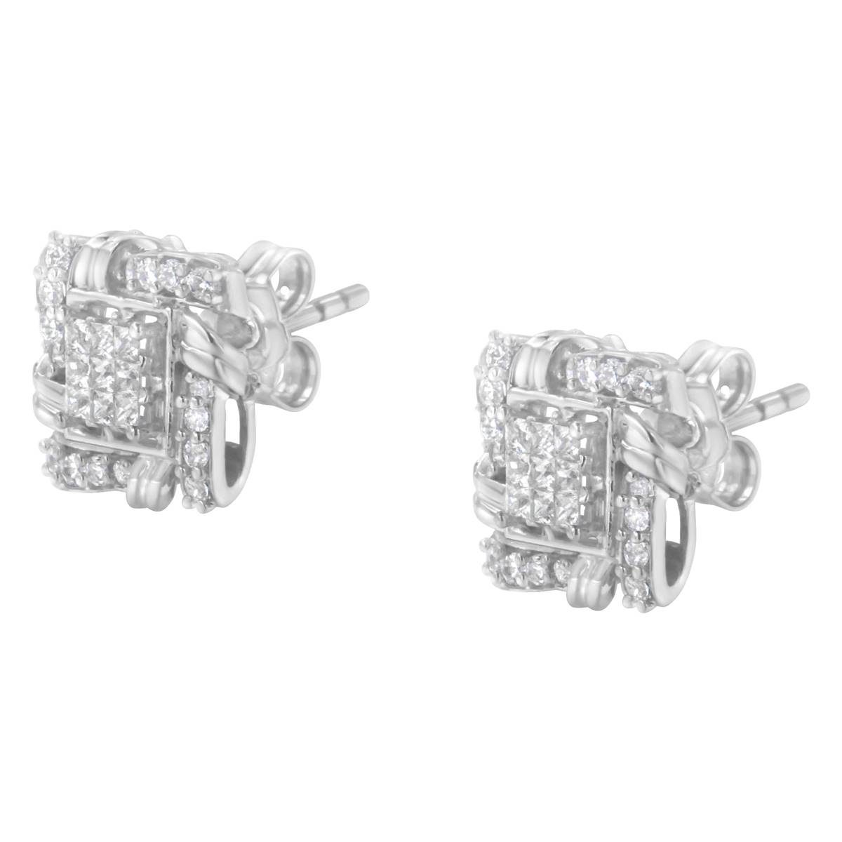 Haus Of Brilliance Sterling Silver 1/2ctw. Diamond Stud Earrings