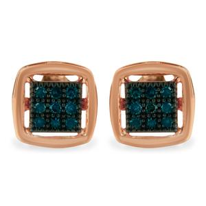 Radiant Rainbow(tm) Rose Gold 1/4ctw. Blue Diamond Stud Earrings