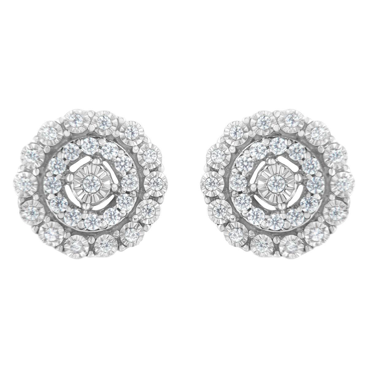 Diamond Classics(tm) Sterling Silver Double Halo Stud Earrings