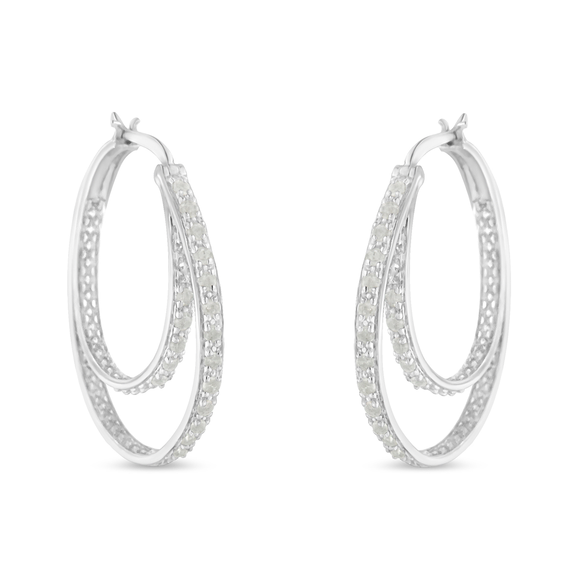 Diamond Classics(tm) Sterling Silver Double Hoop Earrings