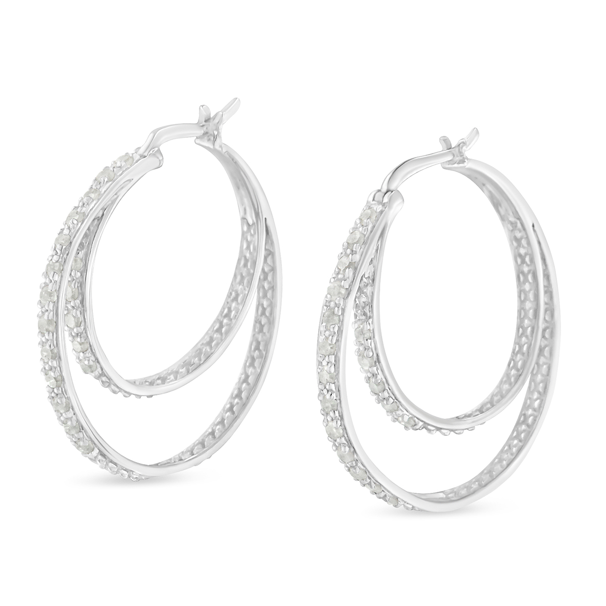 Diamond Classics(tm) Sterling Silver Double Hoop Earrings