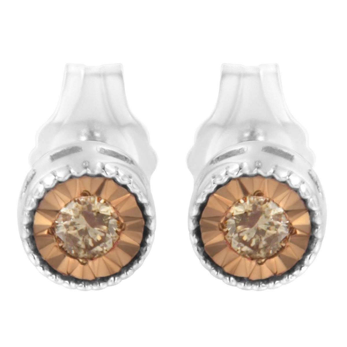 Haus Of Brilliance Sterling Silver Champagne Diamond Earrings