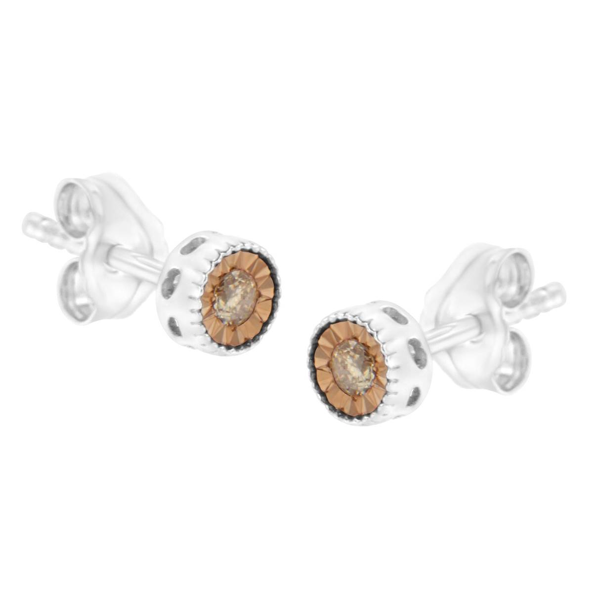 Haus Of Brilliance Sterling Silver Champagne Diamond Earrings