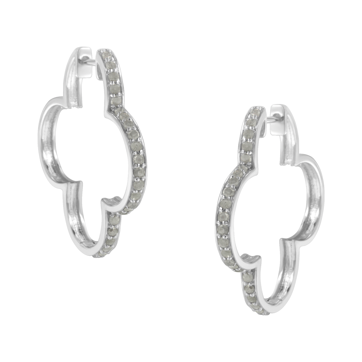 Diamond Classics(tm) Sterling Silver 4-Leaf Clover Earrings