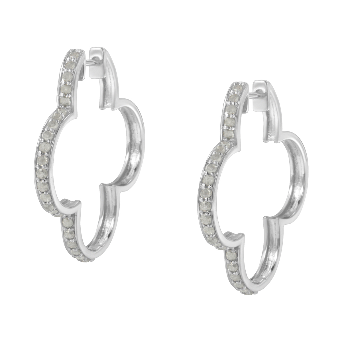 Diamond Classics(tm) Sterling Silver 4-Leaf Clover Earrings