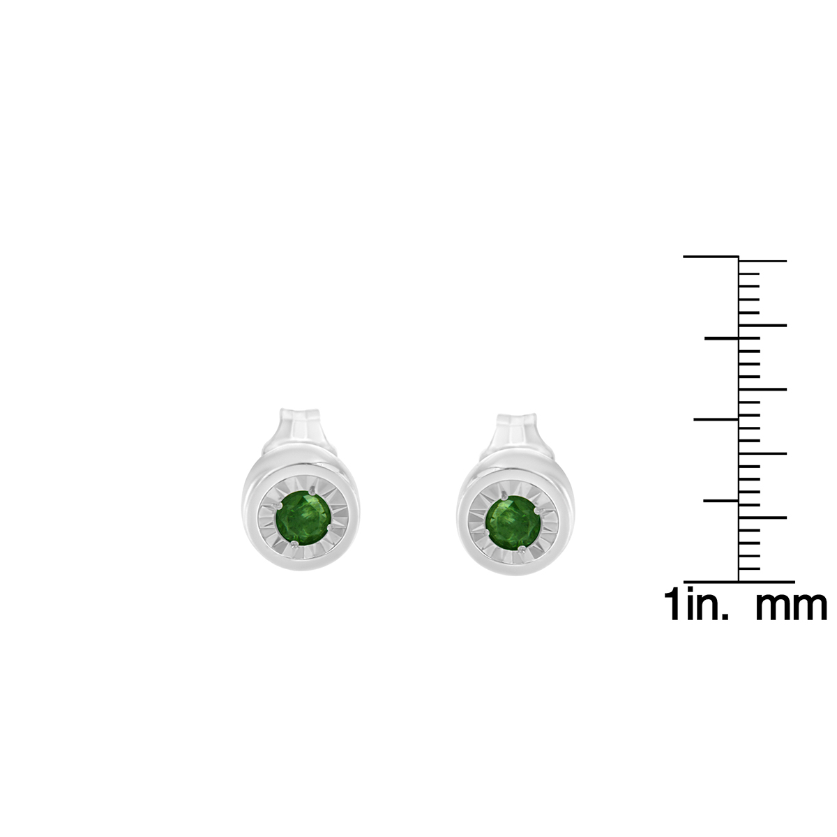 Radiant Rainbow(tm) 1/6ctw. Diamond Green Bezel Stud Earrings