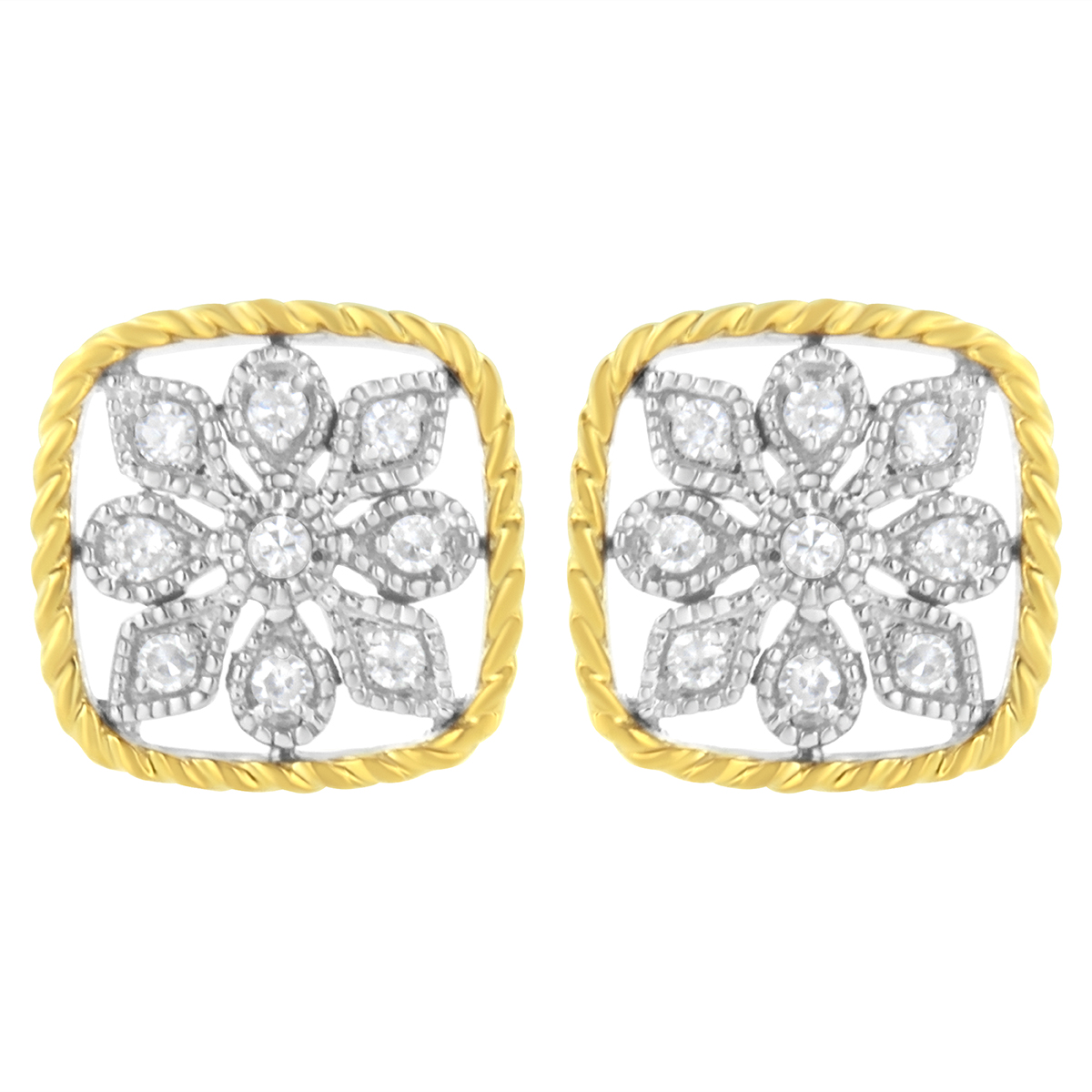 Diamond Classics(tm) 1/4ctw. Diamond Flower Box Earrings