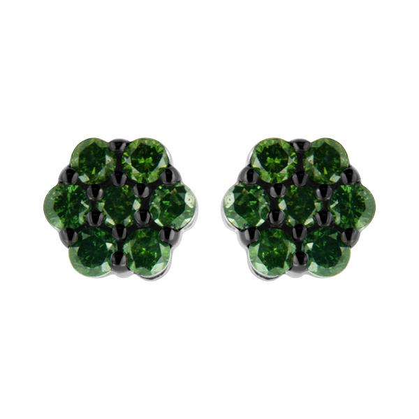 Radiant Rainbow(tm) 1/2ctw. Green Diamond Floral Earrings