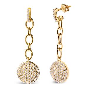 Haus of Brilliance 18kt. Gold Plated 1ct. Diamond Dangle Earrings
