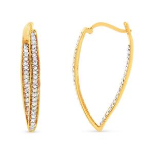 Haus of Brilliance Yellow Gold Diamond Modern Hoop Earrings alternate view
