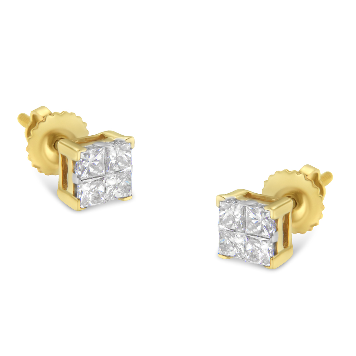 Diamond Classics(tm) 10kt. Yellow Gold Princess Stud Earrings