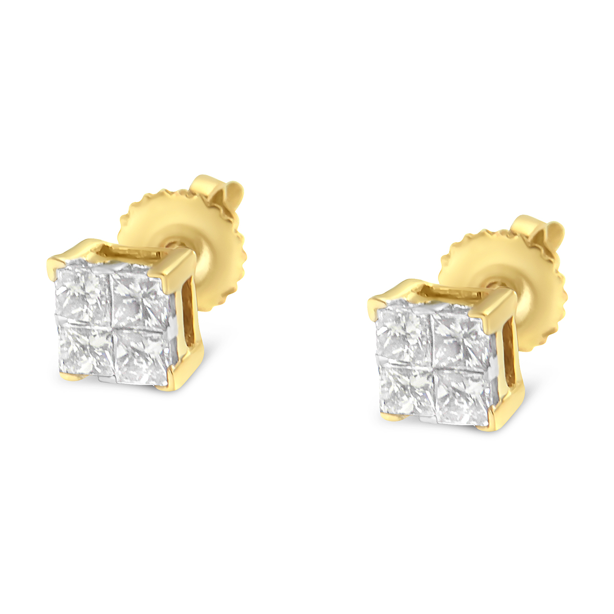 Diamond Classics(tm) 10kt. Yellow Gold Princess Stud Earrings