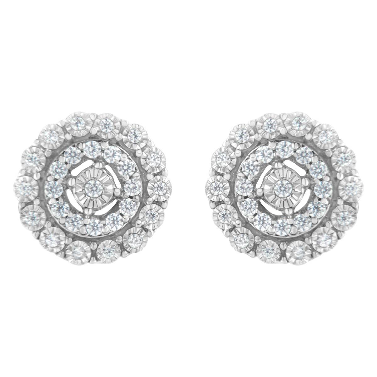 Haus Of Brilliance 10kt. White Gold 1/2ctw. Halo Diamond Earrings