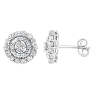 Haus of Brilliance 10kt. White Gold 1/2ctw. Halo Diamond Earrings alternate view
