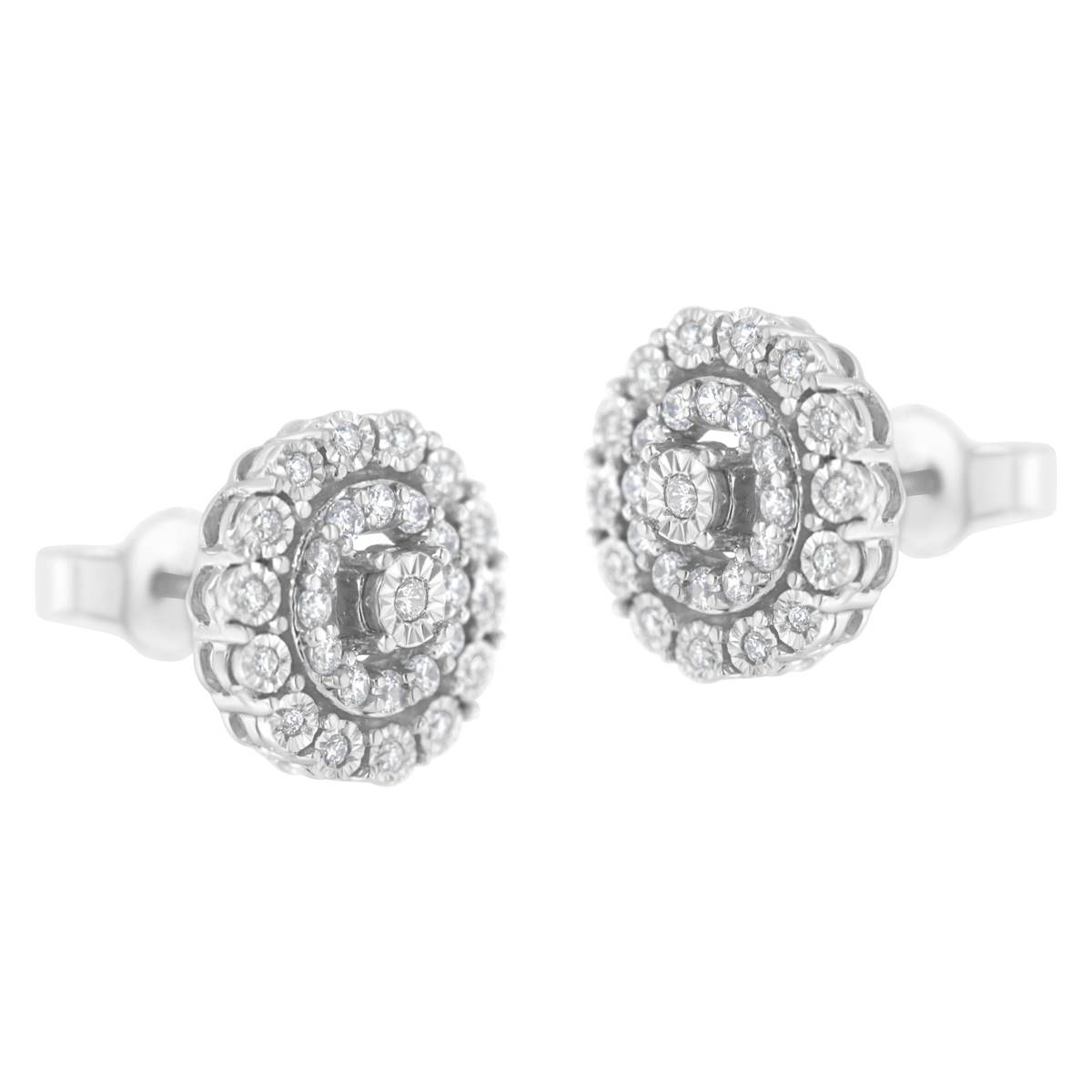 Haus Of Brilliance 10kt. White Gold 1/2ctw. Halo Diamond Earrings