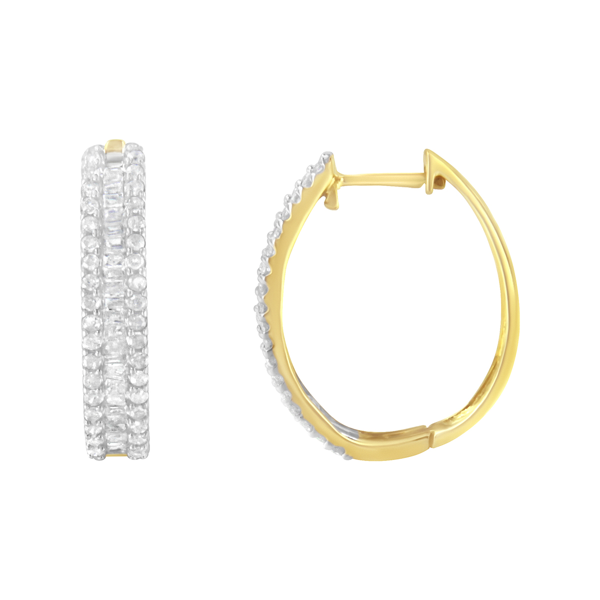 Diamond Classics(tm) 10kt. Yellow Gold 3/4ctw. Hoop Earrings