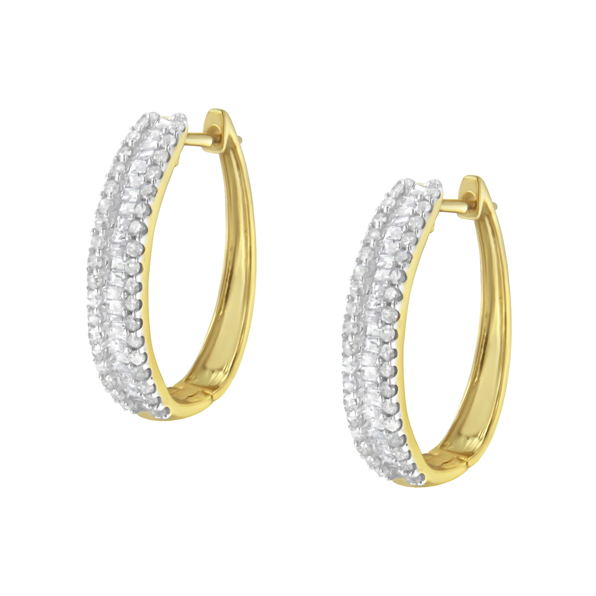 Diamond Classics(tm) 10kt. Yellow Gold 3/4ctw. Hoop Earrings