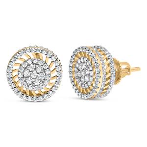 Haus of Brilliance 10kt. Gold 1ctw. Diamond Sunburst Earrings alternate view