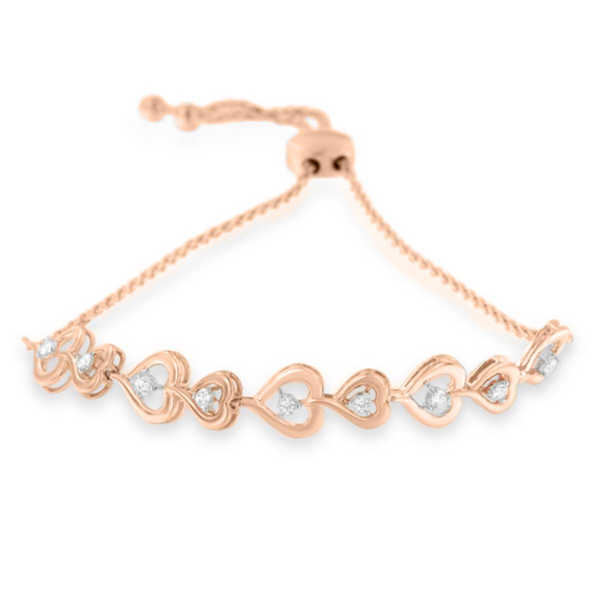 Diamond Classics(tm) Rose Plated Heart Adjustable Bracelet