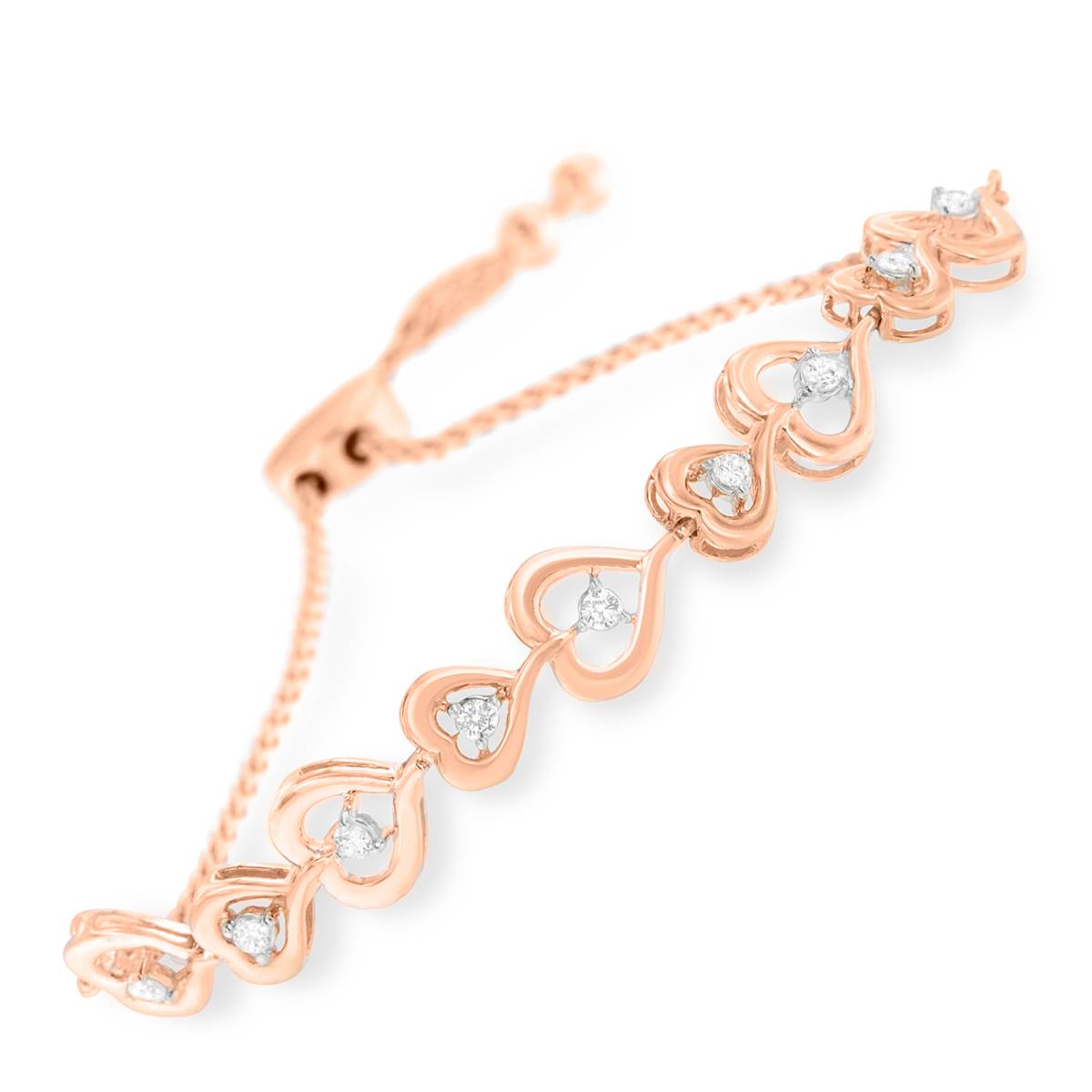 Diamond Classics(tm) Rose Plated Heart Adjustable Bracelet