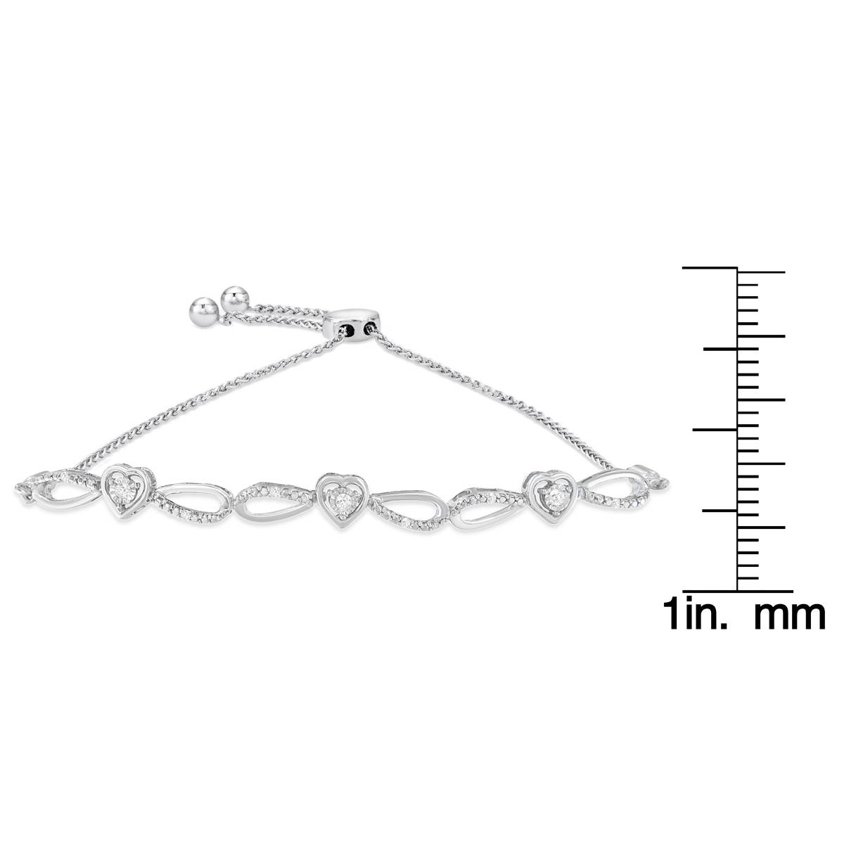 Diamond Classics(tm) Sterling Silver Triple Heart Bolo Bracelet