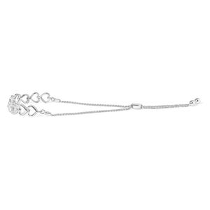 Haus of Brilliance Silver 1/10ctw. Diamond Heart Bolo Bracelet alternate view