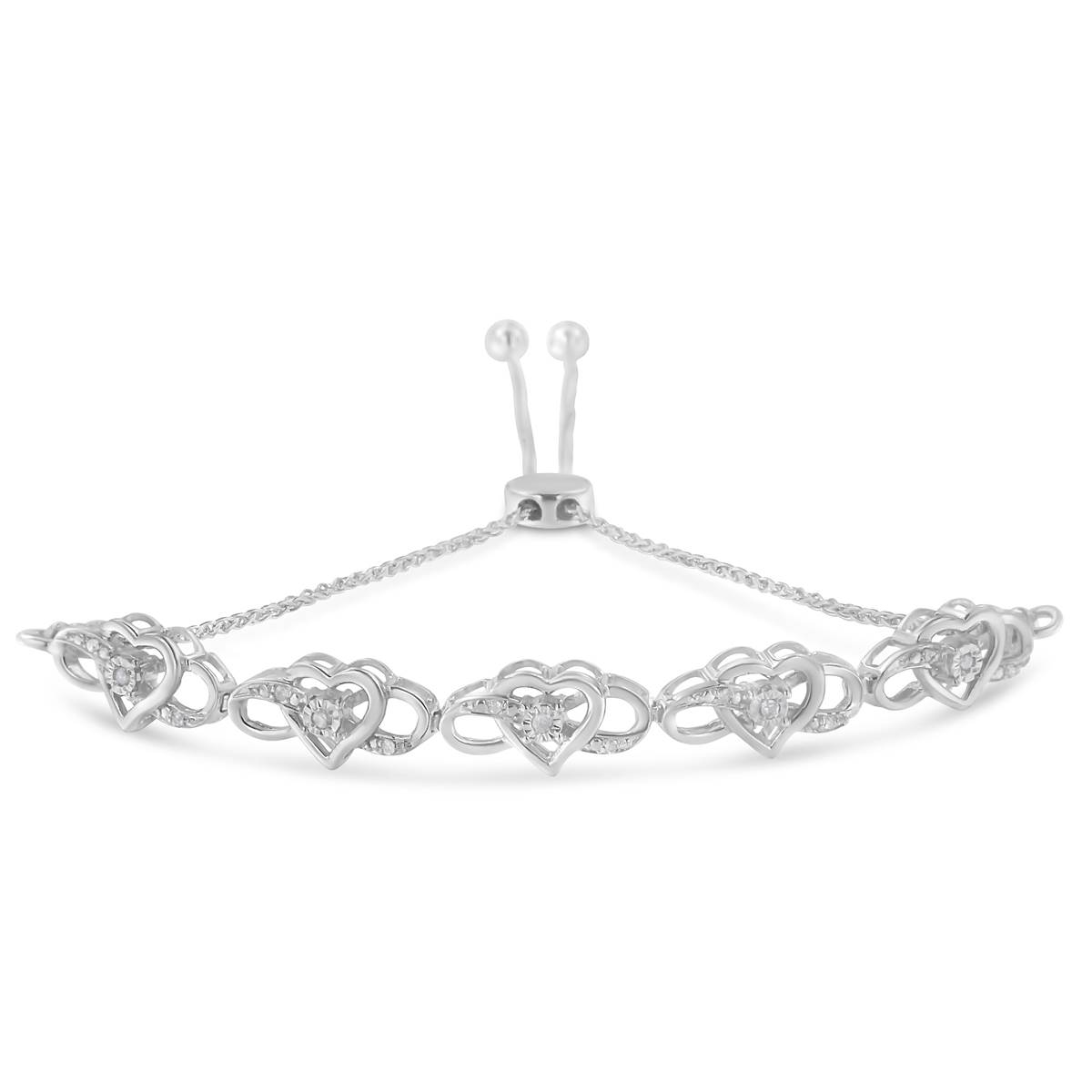 Diamond Classics(tm) Sterling Silver Diamond & Woven Bolo Bracelet