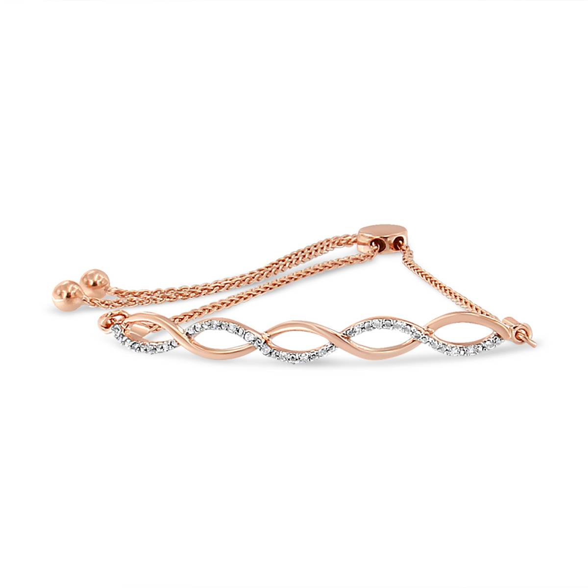 Haus Of Brilliance Rose Gold Over Silver Diamond Bolo Bracelet