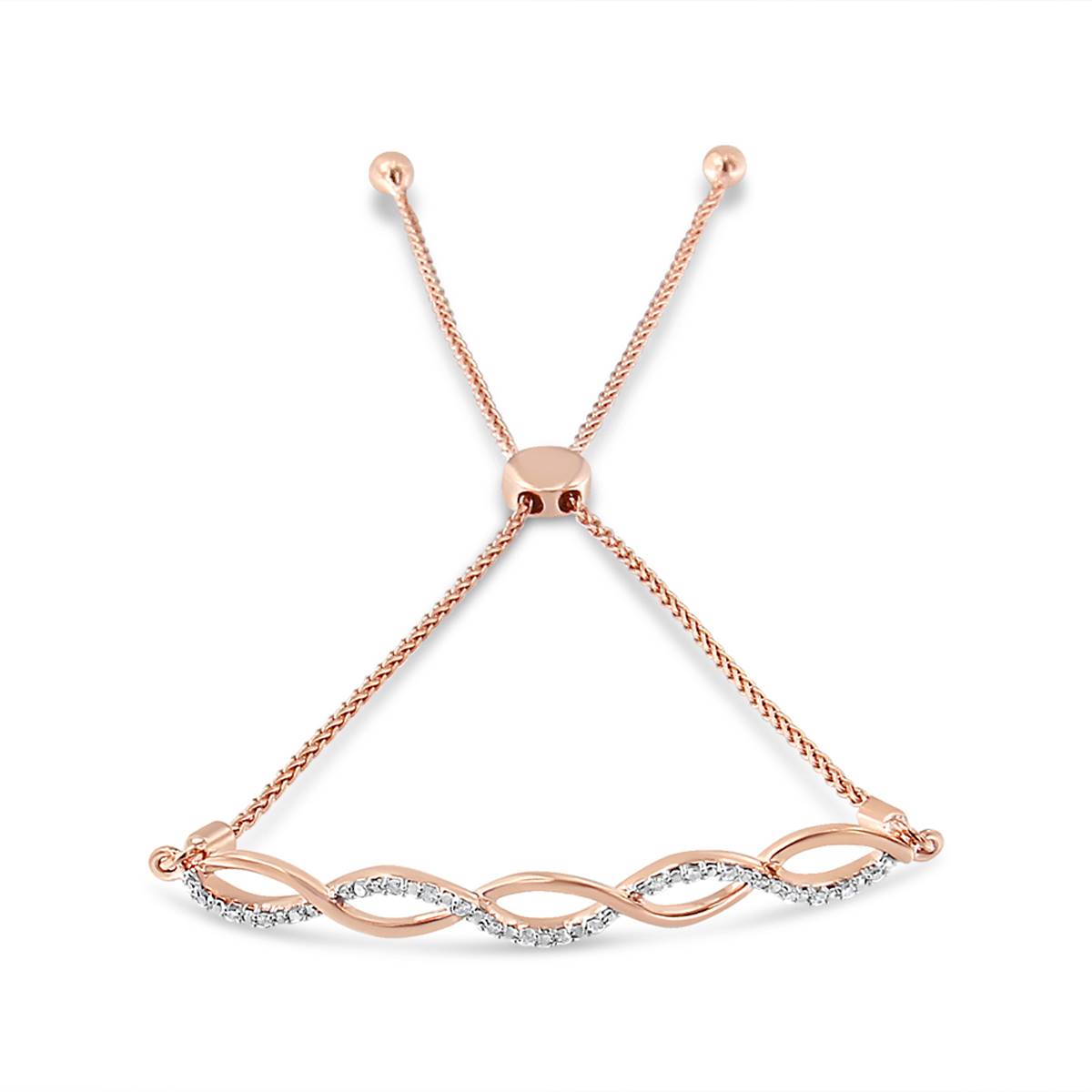 Haus Of Brilliance Rose Gold Over Silver Diamond Bolo Bracelet