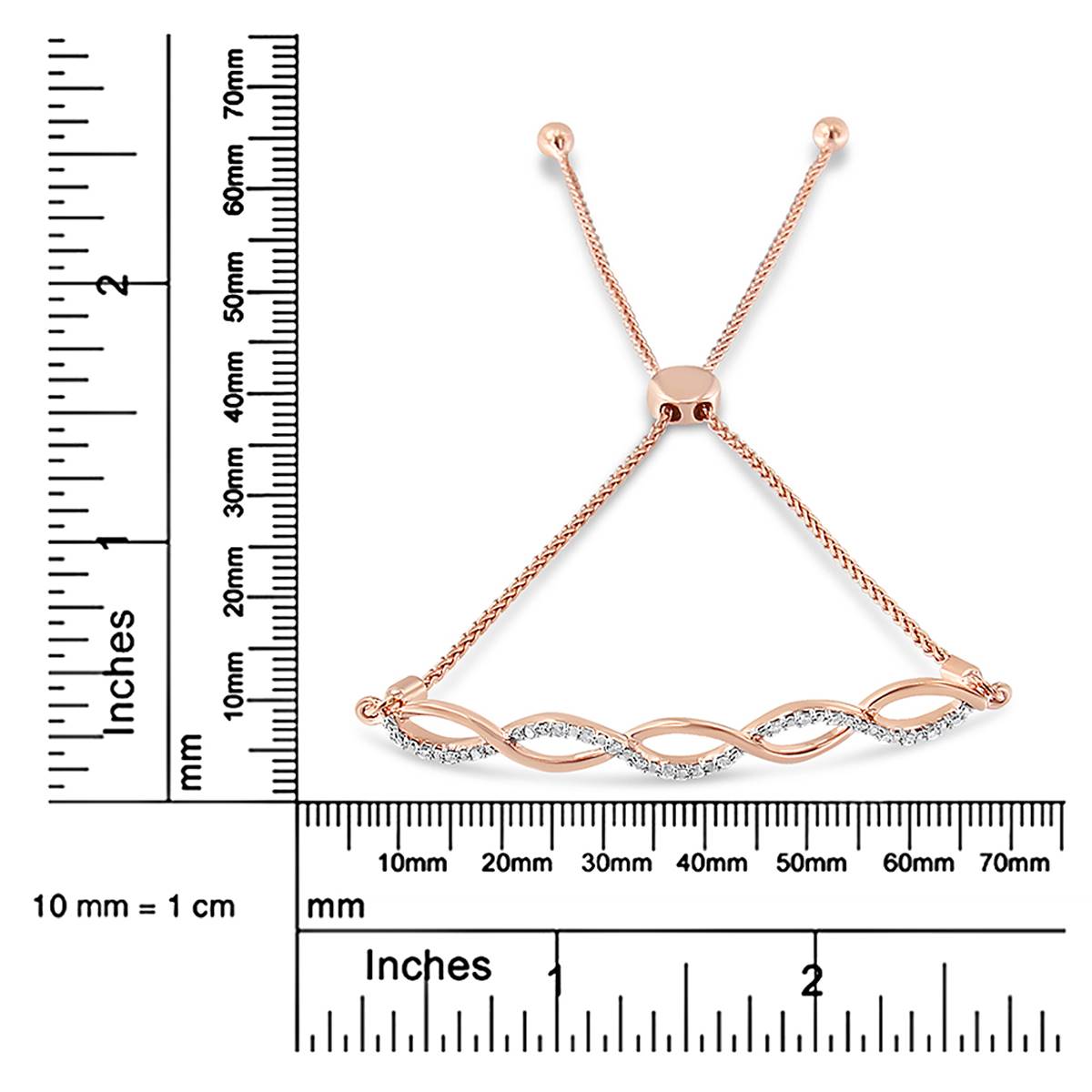 Haus Of Brilliance Rose Gold Over Silver Diamond Bolo Bracelet