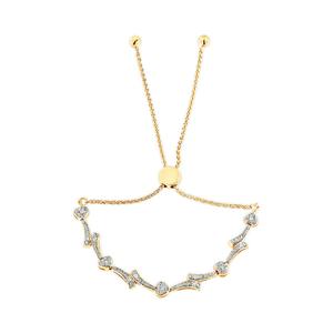 Haus of Brilliance Gold over Silver Diamond Accent Bolo Bracelet alternate view