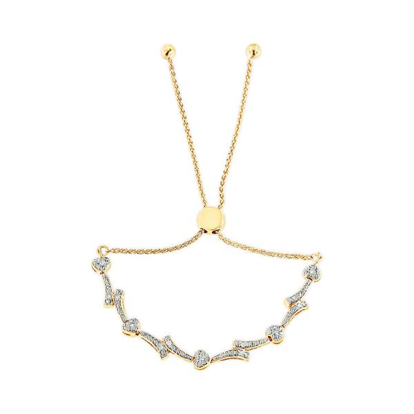 Haus of Brilliance Gold over Silver Diamond Accent Bolo Bracelet alternate view
