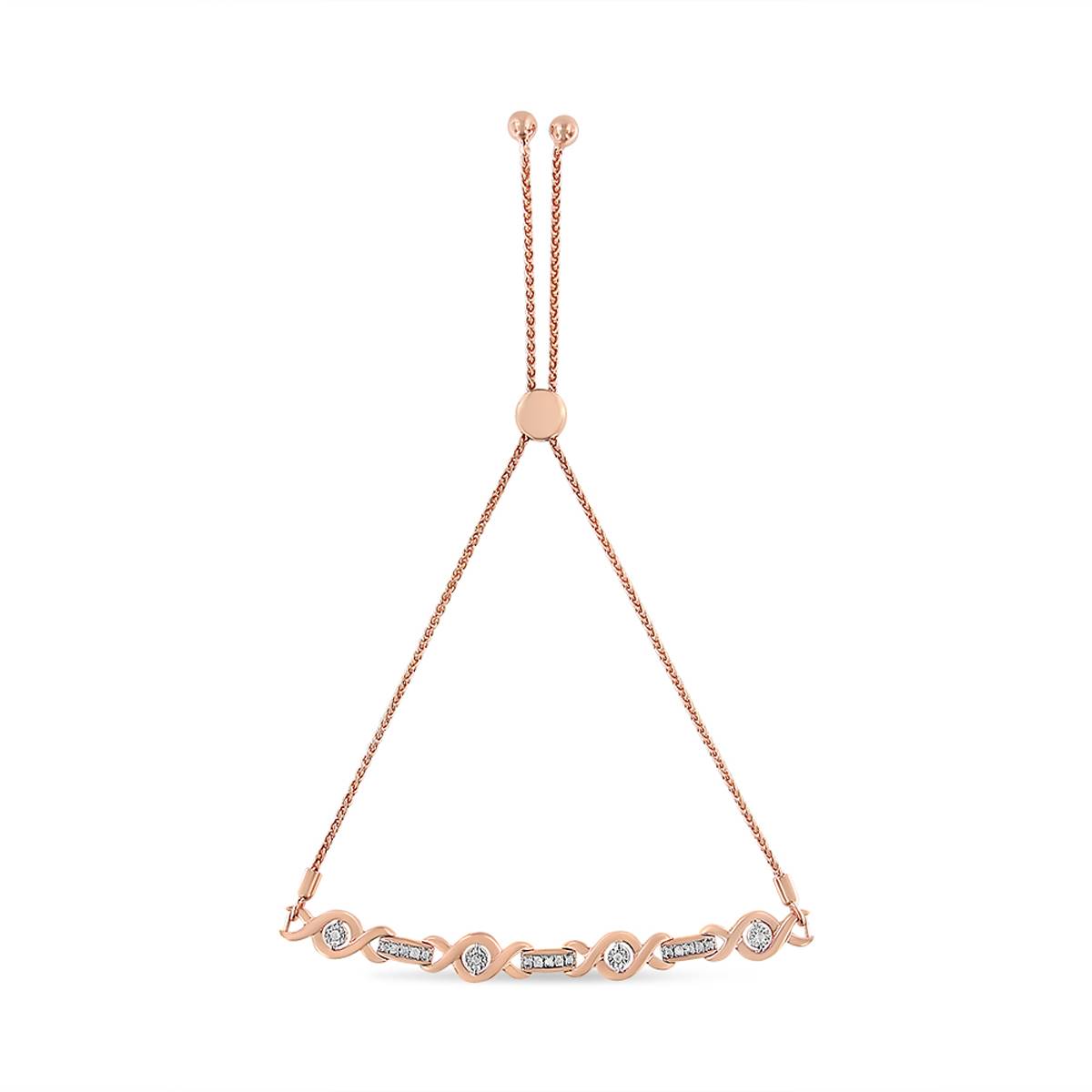 Haus Of Brilliance Rose Gold Over Silver Twist Bolo Bracelet