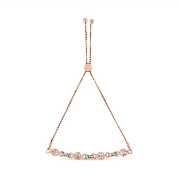 Haus of Brilliance Rose Gold Over Silver Twist Bolo Bracelet