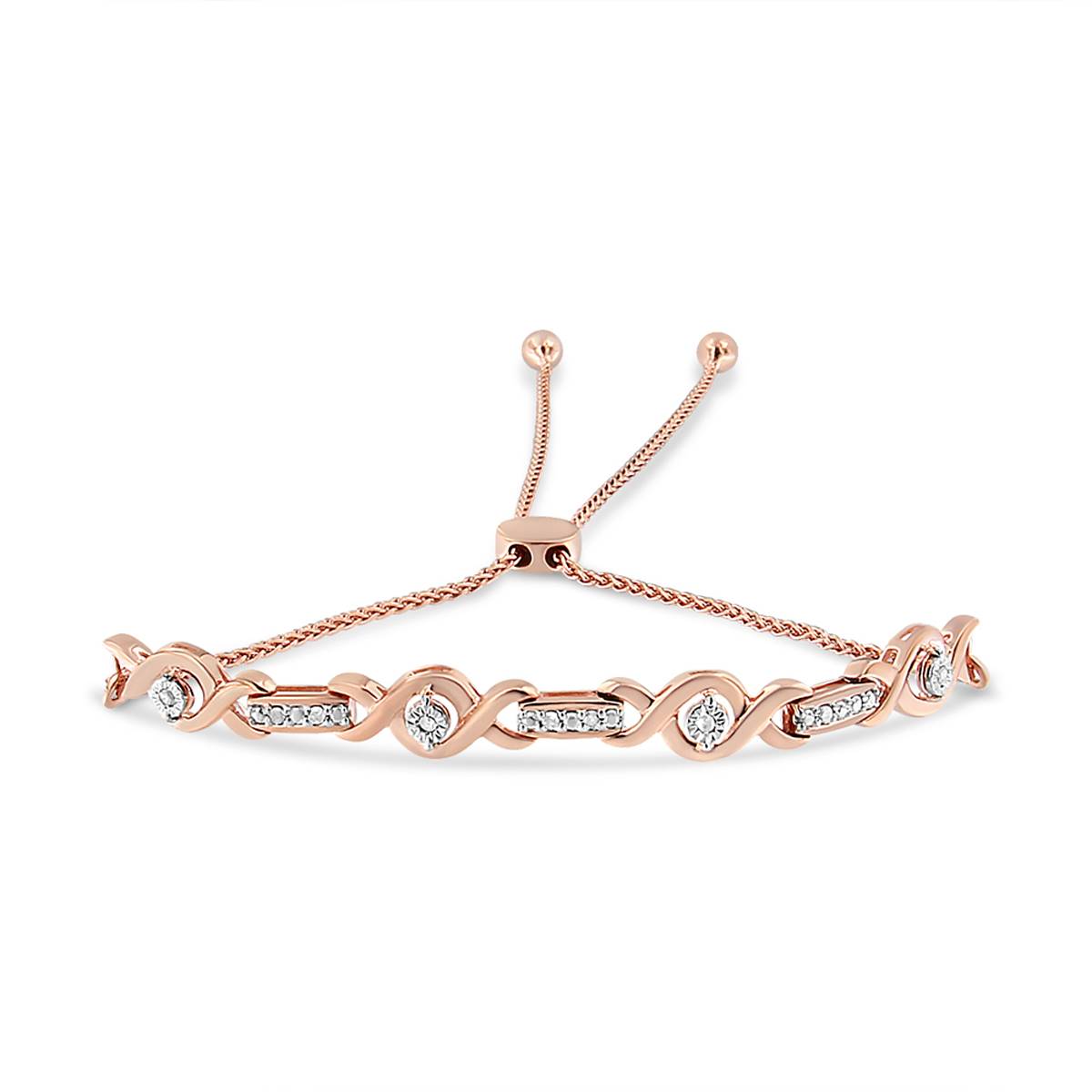 Haus Of Brilliance Rose Gold Over Silver Twist Bolo Bracelet